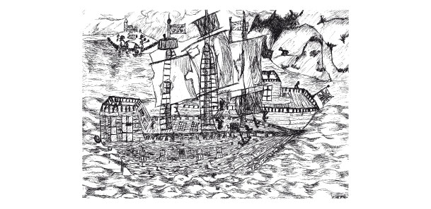  Grußkarte 02 - Piratenschiff 